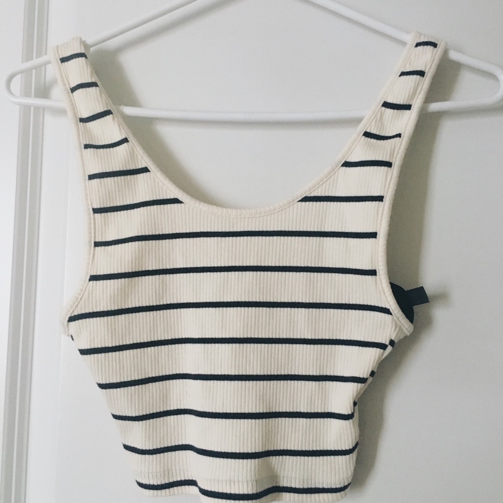 Topshop Petite Striped Crop Top